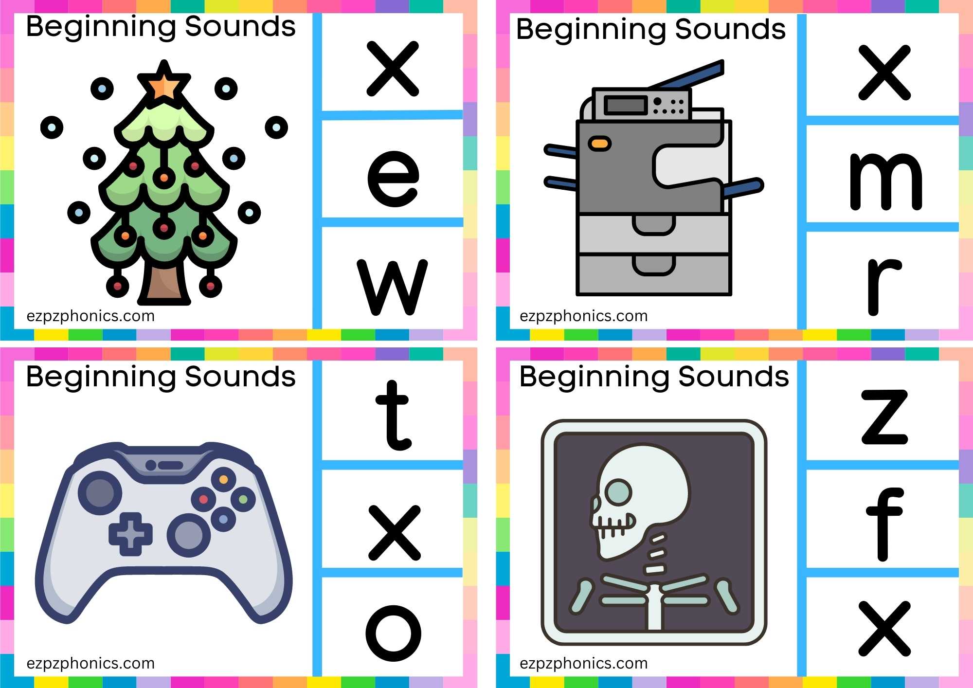 2 X Beginning Sound Clip Cards
